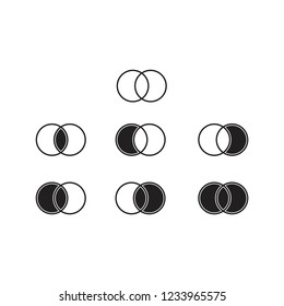 Sets theory basic operation, diagram venn icon vector