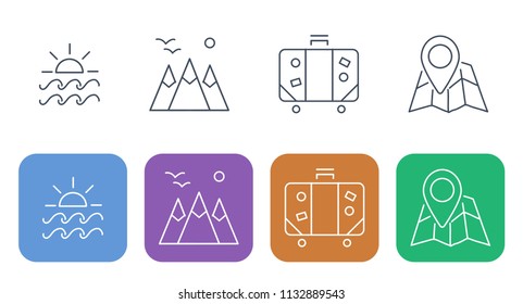 Sets of thin line icons for a web site, travel around the world on vacation.