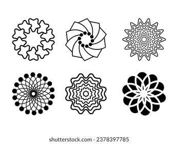 conjuntos de logotipo de Flor brutalista trendy, logotipo de formas geométricas vectoriales brutales, logotipo de formas geométricas simples de moda Flores, logotipo de vectores aislados y patrones decorativos minimalistas y abstractos