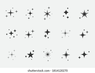 Sets of twinkling stars. Star icon. Vector illustration.