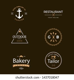 Sets of vintage badge logo template with simple and minimalistic style