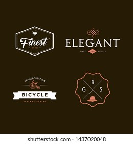Sets of vintage badge logo template with simple and minimalistic style