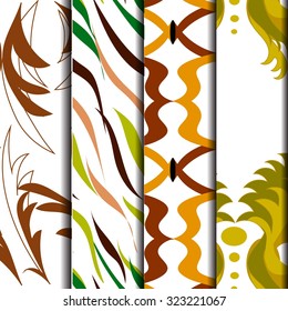 sets of waveform patterns, green, yellow and brown pattern can be used for wallpaper, pattern fills, web page background, surface textures.