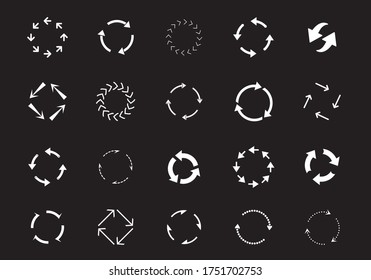 Sets of white circle arrows. Refresh arrows Vector Icons.