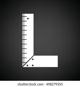 Setsquare icon. Black background with white. Vector illustration.
