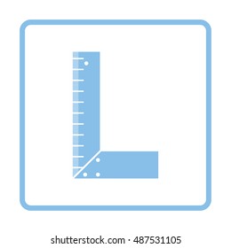 Setsquare icon. Blue frame design. Vector illustration.