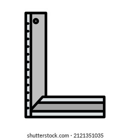 Setquadrat-Symbol Bearbeitbare, fette Rahmenlinie mit Farbfülldesign. Vektorgrafik.