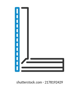 Setsquare Icon. Editable Bold Outline With Color Fill Design. Vector Illustration.