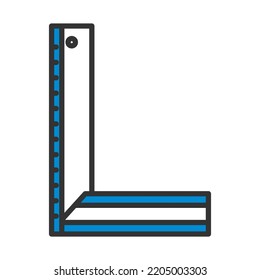 Setquadrat-Symbol Bearbeitbare, fette Rahmenlinie mit Farbfülldesign. Vektorgrafik.