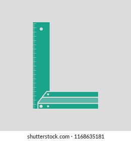 Setsquare icon. Gray background with green. Vector illustration.