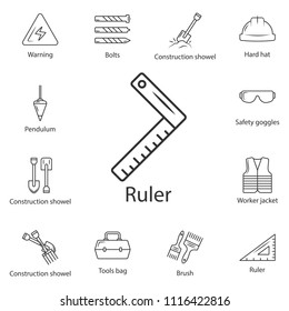 Setsquare ruler icon. Simple element illustration. Setsquare ruler symbol design from Construction collection set. Can be used for web and mobile on white background