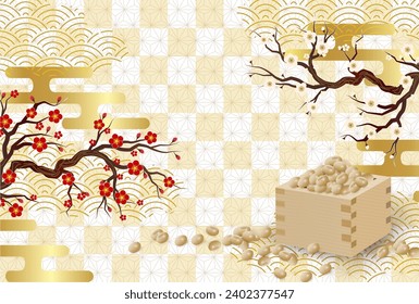 Setsubun Bohnen Frühling, japanischer Muster-Hintergrund