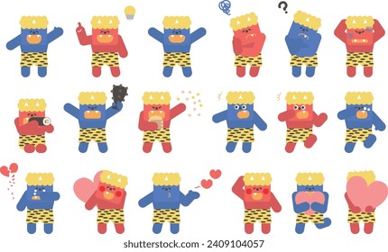 
Setsubun and Valentine's Day illustration set of Red Demon and Blue Demon