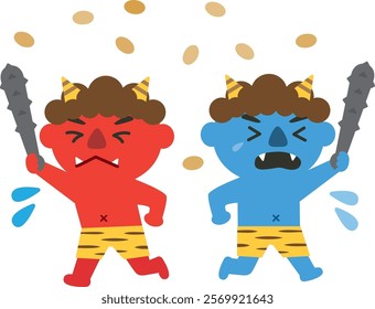 Setsubun_Bean-throwing_Demon-bane_Red and blue demons (Japanese customs)