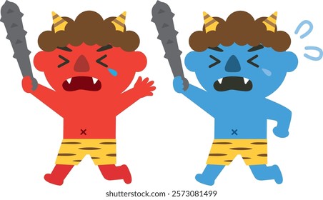 Setsubun_Bean-throwing_Demon-bane_Red and blue demons (Japanese customs)