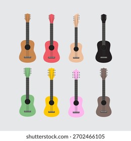 Conjunto de guitarras Acústicas en estilo plano	