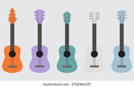 Conjunto de guitarras Acústicas en estilo plano	