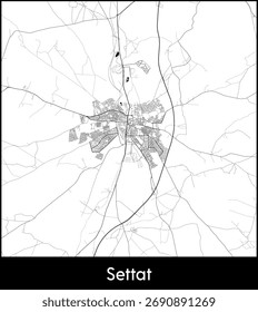 Settat mapa de la ciudad, Marruecos - Póster de mapa de Vector topográfico