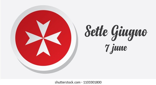 Sette Giugno text sign in black, June 7, holiday celebration in malta