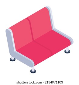 Settee isometric icon, is editable and visually appealing

