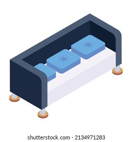 Settee isometric icon, is editable and visually appealing

