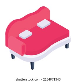 Settee isometric icon, is editable and visually appealing

