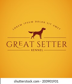 Setter Dog Emblem. Vintage Dog Logo. Hunting Dog Vector Icon