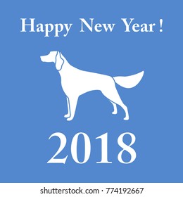 Setter silhouette and inscription happy new year. Design element for postcard, banner, poster or print.