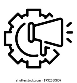 Setting advertise icon. Outline setting advertise vector icon for web design isolated on white background