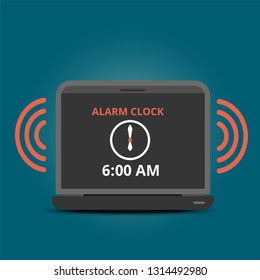 setting the alarm clock on the laptop at 6.00 am 