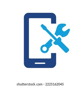 Setting Up Applications on Mobile Phone Color Icon. Service of Software Smartphone Pictogram. Configuration and Technical Support of Cell Phone. Vector Illustration.
