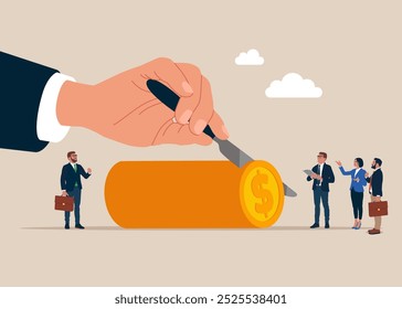 Setting aside funds for taxes and capital gain. Accounting or bills, wealth management. Modern vector illustration in flat style