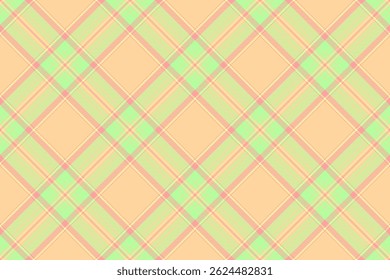 Setting background check textile, famous texture vector pattern. Kitchen tartan plaid seamless fabric in orange and green colors palette.