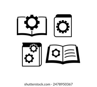 ajuste manual de instrucciones con engranaje rueda dentada íconos símbolo diseño de Vector color blanco negro conjunto de ilustración simple