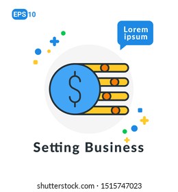 Setting Business Flat icon. Used For web, logo, mobile app, User Interface and Infographic