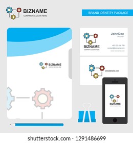 Setting  Business Logo, File Cover Visiting Card and Mobile App Design. Vector Illustration