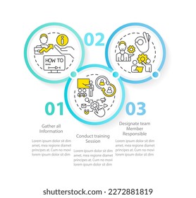 Setting up business software tips circle infographic template. Data visualization with 3 steps. Editable timeline info chart. Workflow layout with line icons. Myriad Pro-Regular font used