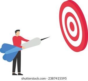 setting business targets, Entrepreneur wants to set clear goals, Plan to achieve set goals, Define work direction for success, Flat blue tone background vector illustration

