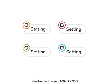 setting button design with setting icon, in various colour.vector