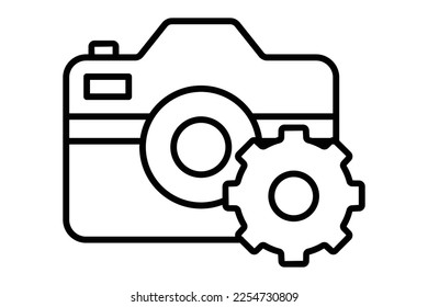 Configurar la ilustración del icono de la cámara. icono relacionado con multimedia. Estilo de icono de línea. Diseño de vector simple editable