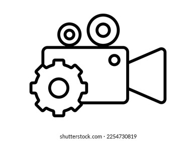Setting camera video icon illustration. icon related to multimedia. Line icon style. Simple vector design editable