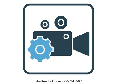 Setting camera video icon illustration. icon related to multimedia. Solid icon style. Simple vector design editable