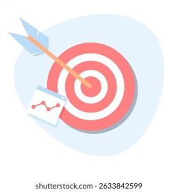 Setting clear business goals, targeting the right customers for revenue development and growth, The concept of the arrow on target.