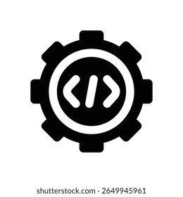 setting code glyph icon. Strong and solid vector icon for websites, mobile interfaces, presentations, and visual branding. High quality and easy to edit.
