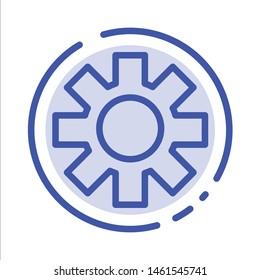 Setting, Cog, Gear Blue Dotted Line Line Icon. Vector Icon Template background