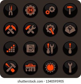 Setting color vector icons on dark background for user interface design