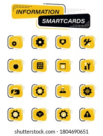 Setting color vector icons on information smart cards for user interface design