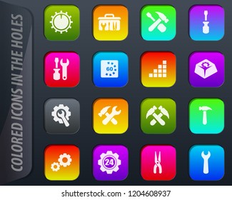 Setting colored icons in the holes easily adapt to any background