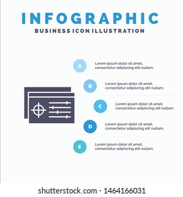 Setting, Controller, Target, Object Infographics Presentation Template. 5 Steps Presentation. Vector Icon Template background