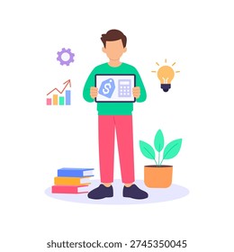 Setting Course Pricing, Defining cost and payment structure strategy, Flat vector character illustration